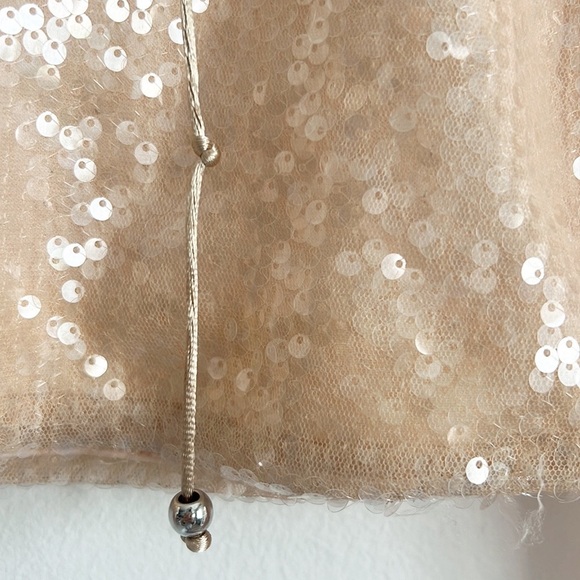Elodie Sequin Tie Front Top Cropped Nude Tan NWOT - Picture 4 of 12